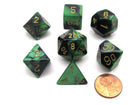 Gamers Guild AZ Chessex CHX26439 - Chessex 7 Die Set Black Green / Gold Gemini Chessex