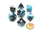 Gamers Guild AZ Chessex CHX26446 - Chessex 7 Die Set Black Shell / White Gemini Chessex