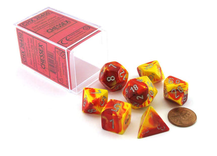 Gamers Guild AZ Chessex CHX26450 - Chessex 7 Die Set Red Yellow / Silver Gemini Chessex