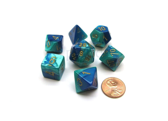 Gamers Guild AZ Chessex CHX26459 - Chessex 7 Die Set Blue Teal/Gold Chessex