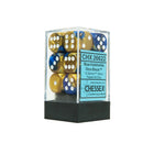 Gamers Guild AZ Chessex CHX26622 - Chessex 16mm Set of 12 D6 Gemini Blue-Gold/White Chessex