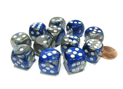 Gamers Guild AZ Chessex CHX26623 - Chessex 16mm Blue / Steel Gemini Chessex