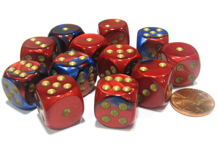 Gamers Guild AZ Chessex CHX26629 - Chessex 16mm Blue Red/Gold Gemini Chessex