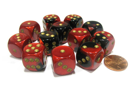 Gamers Guild AZ Chessex CHX26633 - Chessex 16mm Black Red/Gold Gemini Chessex