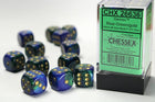 Gamers Guild AZ Chessex CHX26636 - Chessex 16mm Set of 12 D6 Gemini Blue-Green/Gold Chessex