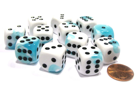 Gamers Guild AZ Chessex CHX26644 - Chessex 16mm Teal White / Black Gemini Chessex