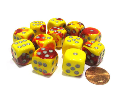Gamers Guild AZ Chessex CHX26650 - Chessex 16mm Red Yellow / Silver Gemini Chessex