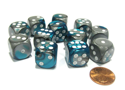 Gamers Guild AZ Chessex CHX26656 - Chessex 16mm Steel Teal / White Gemini Chessex