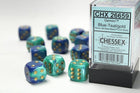 Gamers Guild AZ Chessex CHX26659 - Chessex 16mm Set of 12 D6 Gemini Blue-Teal/Gold Chessex