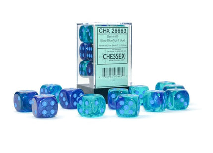 Gamers Guild AZ Chessex CHX26663 - Chessex 16mm D6 Gemini Blue-Blue/Light Blue Chessex