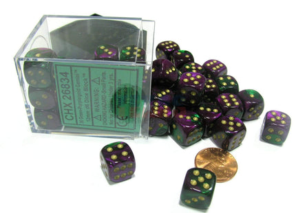 Gamers Guild AZ Chessex CHX26834 - Chessex 12mm Green Purple/Gold Gemini Chessex