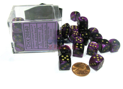 Gamers Guild AZ Chessex CHX26840 - Chessex 12mm Black Purple/White Gemini Chessex