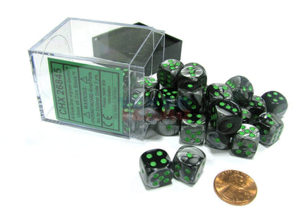 Gamers Guild AZ Chessex CHX26845 - Chessex 12mm Black Grey/Green Gemini Chessex
