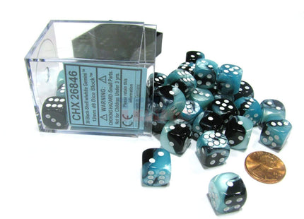 Gamers Guild AZ Chessex CHX26846 - Chessex 12mm Black Shell/White Gemini Chessex