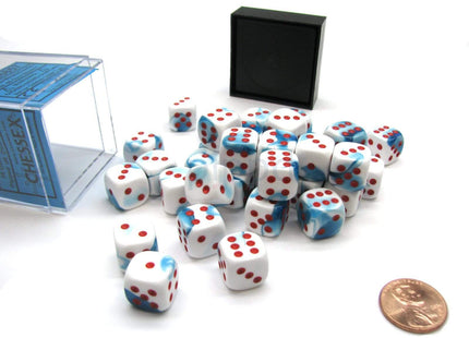 Gamers Guild AZ Chessex CHX26857 -  Chessex  12mm Astral Blue White/Red Gemini Chessex