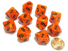 Gamers Guild AZ Chessex CHX27233 - Chessex Set of Ten D10 Vortex Orange / Black Chessex