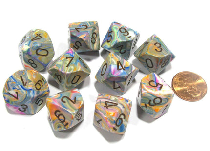 Gamers Guild AZ Chessex CHX27241 - Chessex Set of Ten d10 Festive Vibrant / Brown Chessex