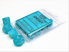 Gamers Guild AZ Chessex CHX27265 - Chessex Set of Ten D10 Cirrus Aqua / Silver Chessex