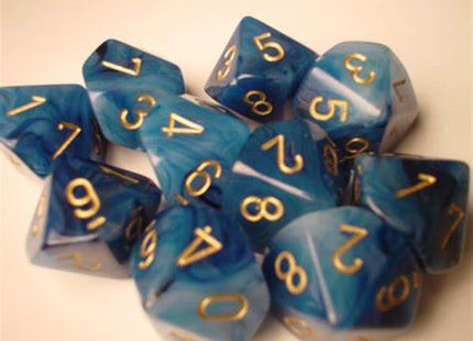 Gamers Guild AZ Chessex CHX27289 - Chessex Set of Ten D10 Phantom Teal / Gold Chessex
