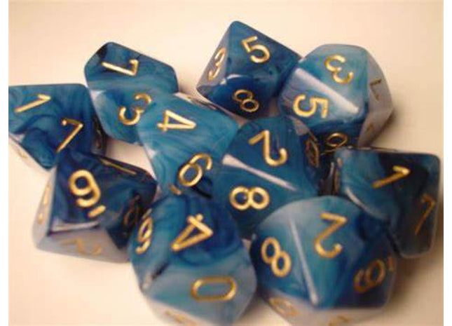 Gamers Guild AZ Chessex CHX27289 - Chessex Set of Ten D10 Phantom Teal / Gold Chessex