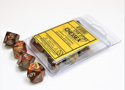 Gamers Guild AZ Chessex CHX27293 - Chessex Set of Ten D10 Lustrous Gold /Silver Chessex