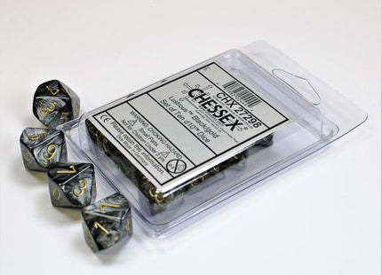 Gamers Guild AZ Chessex CHX27298 - Chessex Set of Ten D10 Lustrous Black / Gold Discontinue