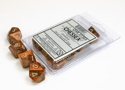 Gamers Guild AZ Chessex CHX27303 - Chessex Set of Ten D10 Glitter Gold / Silver Chessex