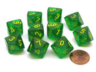 Gamers Guild AZ Chessex CHX27365 - Chessex Set of Ten d10 Borealis Maple Green/Yellow Chessex
