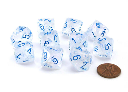 Gamers Guild AZ Chessex CHX27381 - Chessex Set of Ten d10 Borealis Icicle / Light Blue Chessex