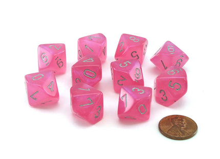 Gamers Guild AZ Chessex CHX27384 - Chessex Set of Ten d10 Borealis Pink/Silver Chessex