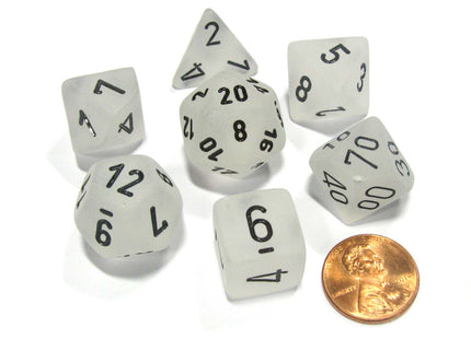 Gamers Guild AZ Chessex CHX27401 - Chessex 7 Die Set Clear / Black Frosted Chessex