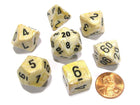 Gamers Guild AZ Chessex CHX27402 - Chessex 7 Die Set Ivory/Black Marble Chessex