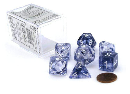 Gamers Guild AZ Chessex CHX27408 - Chessex  7 Die Set Black/White Nebula Chessex