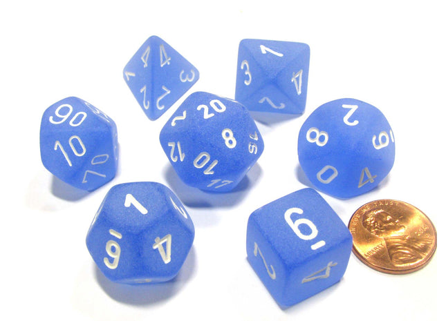 Gamers Guild AZ Chessex CHX27416 - Chessex 7 Die Set Blue/White Frosted Caribbean Chessex