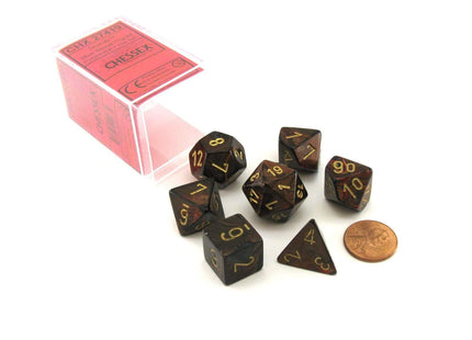 Gamers Guild AZ Chessex CHX27419 - Chessex 7 Die Set Blue Blood/Gold Scarab Chessex