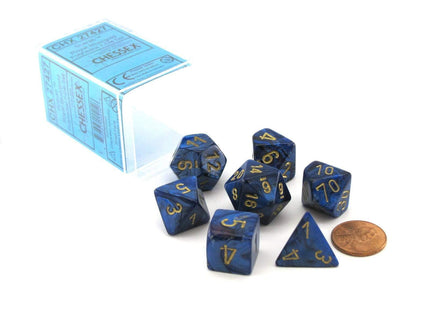 Gamers Guild AZ Chessex CHX27427 - Chessex 7 Die Set Royal Blue / Gold Scarab Chessex