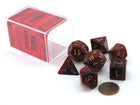 Gamers Guild AZ Chessex CHX27434 - Chessex 7 Die Set Burgundy / Gold Vortex Chessex