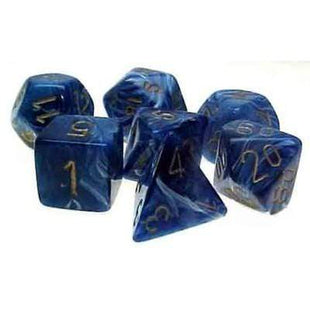 Gamers Guild AZ Chessex CHX27436 - Chessex 7 Die Set Blue/Gold Vortex Chessex