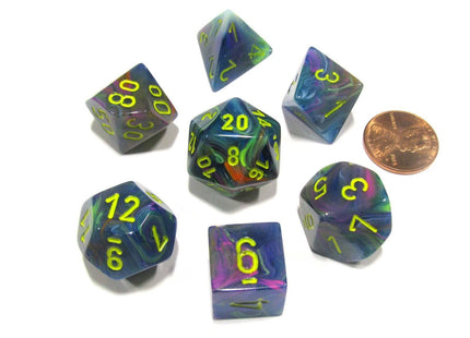 Gamers Guild AZ Chessex CHX27449 - Chessex 7 Die Set Rio / Yellow Festive Chessex