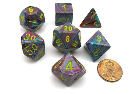 Gamers Guild AZ Chessex CHX27450 -  Chessex 7 Die Set Festive Mosaic/Yellow Chessex