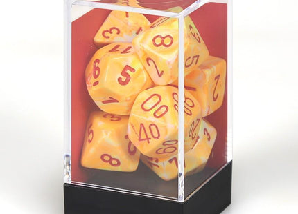 Gamers Guild AZ Chessex CHX27453 - Chessex 7 Die Set Festive Sunburst/Red Chessex