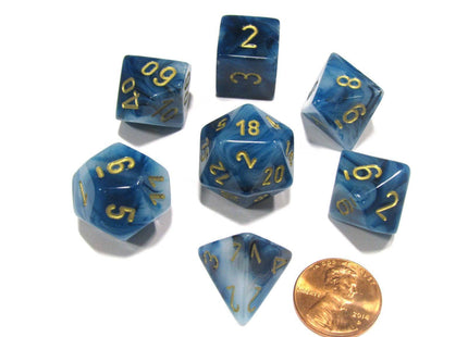 Gamers Guild AZ Chessex CHX27489 - Chessex 7 Die Set Teal / Gold Phantom Chessex