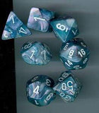 Gamers Guild AZ Chessex CHX27490 - Chessex 7 Die Set Slate / White Lustrous Chessex