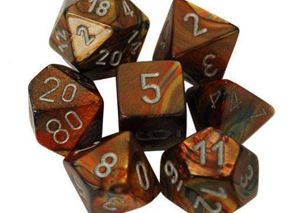 Gamers Guild AZ Chessex CHX27493 - Chessex 7 Die Set Gold / Silver Lustrous Chessex