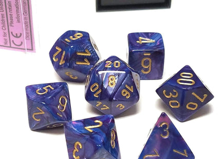 Gamers Guild AZ Chessex CHX27497 - Chessex 7 Die Set Purple / Gold Lustrous Chessex