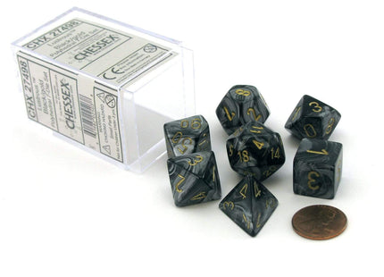 Gamers Guild AZ Chessex CHX27498 - Chessex 7 Die Set Lustrous Black/Gold Discontinue