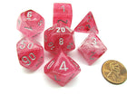 Gamers Guild AZ Chessex CHX27524 -  Chessex 7 Die Set Ghost Glow Pink/Silver Chessex