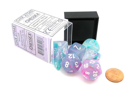Gamers Guild AZ Chessex CHX27545 - Chessex 7 Die Set Nebula Wisteria White Luminary Chessex