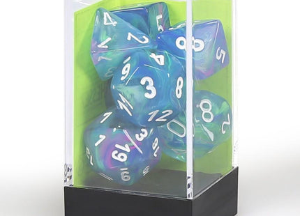 Gamers Guild AZ Chessex CHX27546 - Chessex 7 Die Set Festive Waterlily/White Chessex