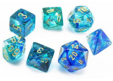 Gamers Guild AZ Chessex CHX27556 - Chessex  7 Die Set Nebula Oceanic Gold Luminary Chessex